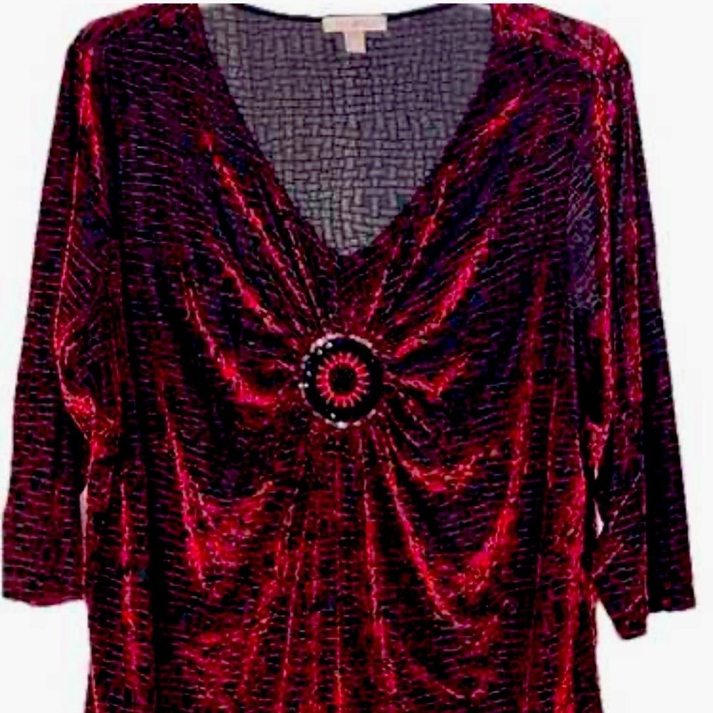 Chic Burgundy Velvet Women's Blouse